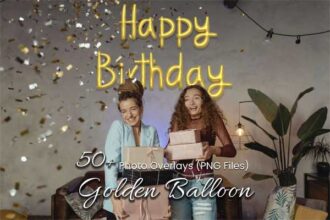 53 Golden Balloon Photoshop Overlays