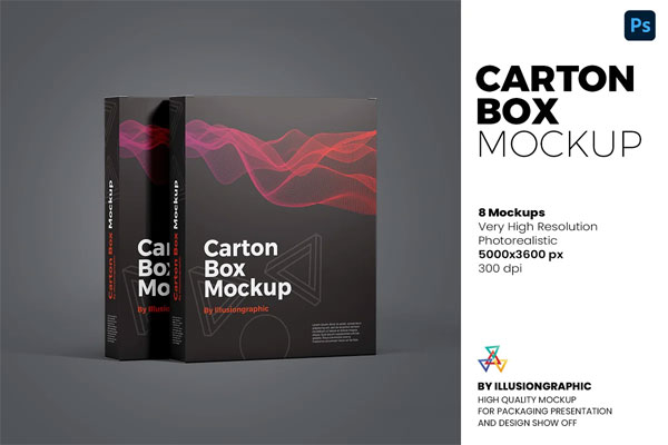 Carton Box Mockup 8 Views Carton Box Mockup 8 Views