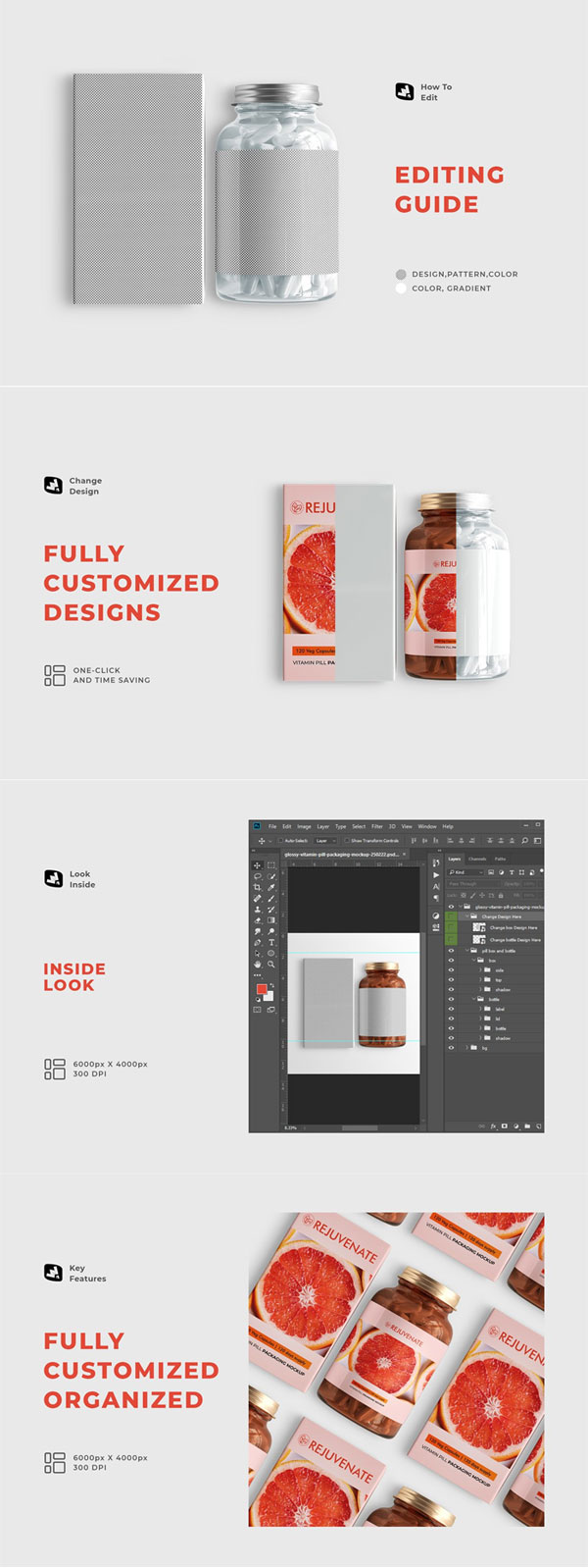 Glossy Vitamin Pill Packaging Mockup Glossy Vitamin Pill Packaging Mockup