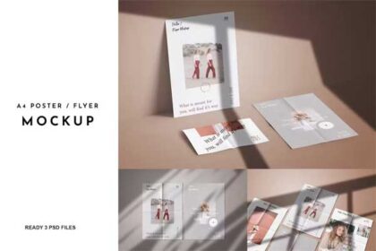 3FT A4 Poster Flyer Mockup