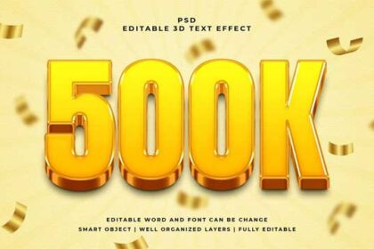 500k 3D Editable PSD Text Effect With Background