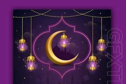 Eid Mubarik Ramadan and Eid al-Fitr Social Media Banner Template V.3