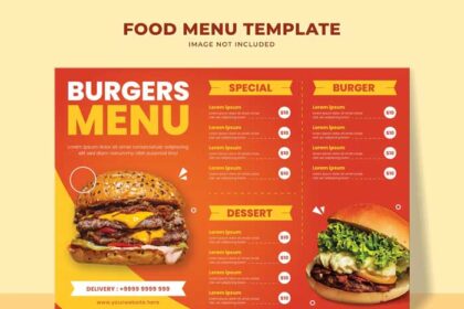 Vector Burger Menu Template for Fast Food Restaurants