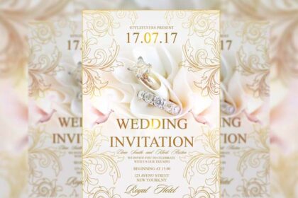 4 Soft Modern Floral Wedding Invitation Flyer Templates