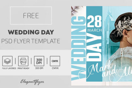 Blue Modern Wedding Day Flyer Template