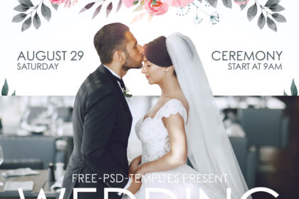 Border Grid Style Wedding Flyer and Facebook Event Page Templates