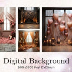 Floral Wedding Studio Backdrop Overlays