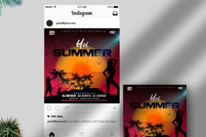 Hot-Colored Summer Party Instagram Banner Template
