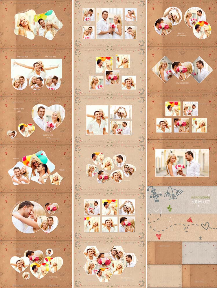 20 Valentine Photo Templates PSD With 06 Backgrounds 20 Valentine Photo Templates PSD With 06 Backgrounds