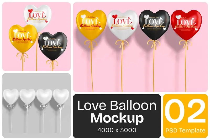 Free Love Balloon PSD Mockup Download
