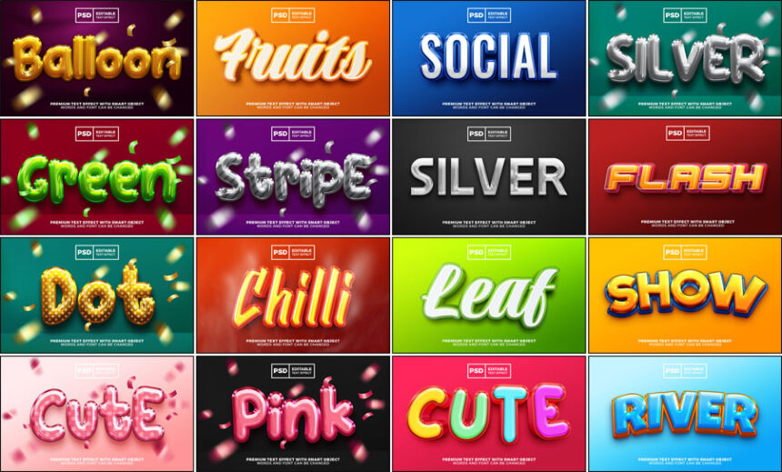 30 Free Premium 3D Text Effect PSD Templates Download