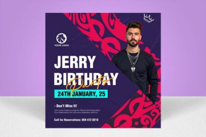 Free Birthday Party Invitation Instagram Post PSD