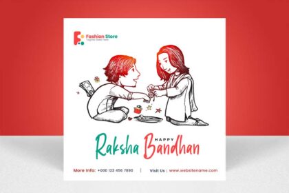 Free Hand Drawn Raksha Bandhan Greeting PSD Template