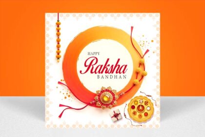 Free Raksha Bandhan Greeting with Rakhi & Thali PSD