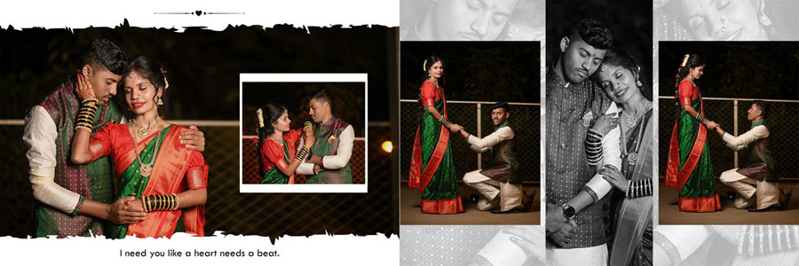 12x36 PSD night-time couple collage - central framed image with supporting side portraits