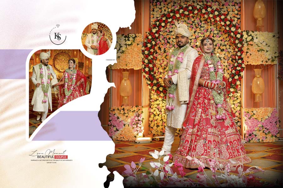 Elegant 12x18 Couple Portrait Wedding Album Cover PSD Template Design 1