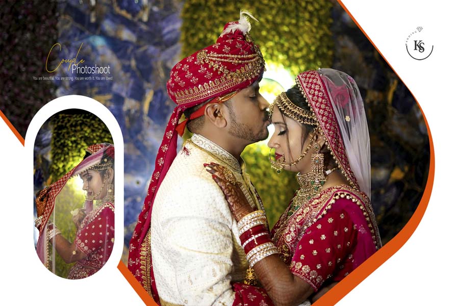 Classic 12x18 Wedding Album Cover PSD Template with Bride and Groom 12