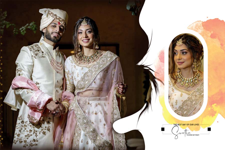 Creative Couple Portrait Wedding Album Cover PSD Template 12x18 19