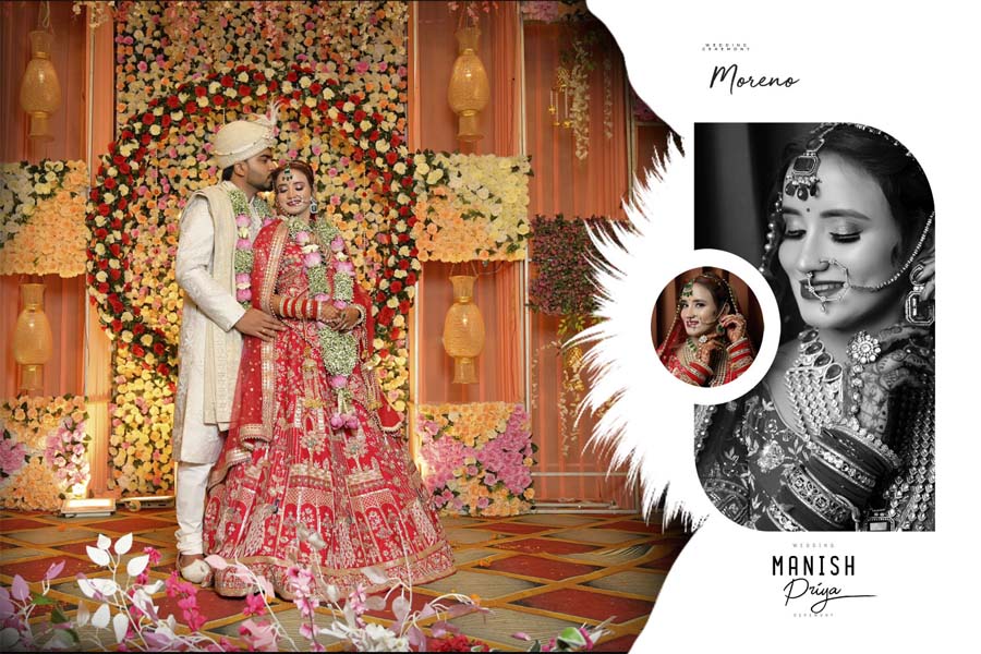 Creative 12x18 Wedding Album Cover PSD for Bride and Groom Portrait 2