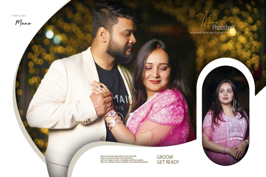 Modern Wedding Album Cover PSD Template 12x18 Couple Portrait 22