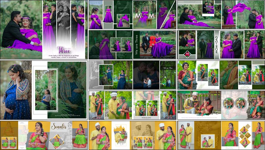 15 Maternity Couple Album Design 12x36 PSD Templates