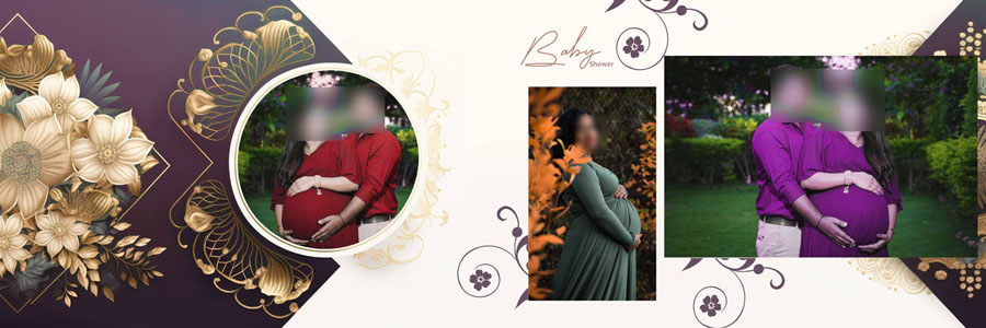 Premium Baby Shower 12x36 Album PSD Template Editable in Photoshop