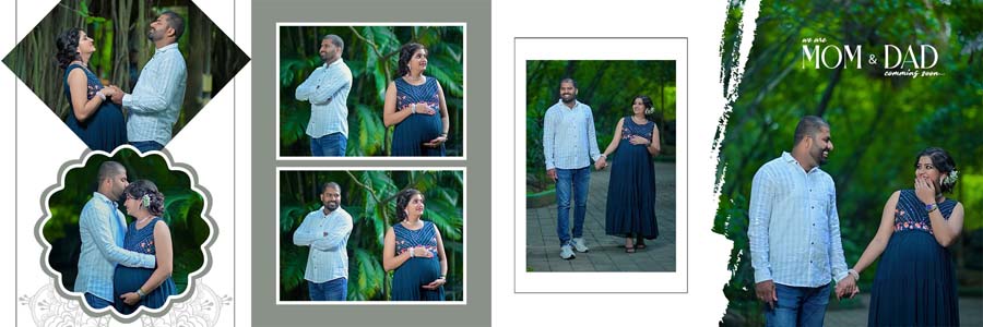 creative maternity album spread 12x36 PSD editable template