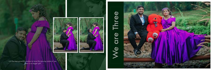 tintone maternity album design 12x36 PSD colorful portrait layout