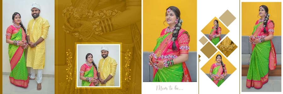 pregnancy couple album 12x36 PSD layout editable smart object