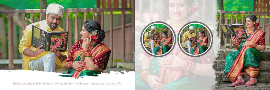 layered maternity album layout 12x36 PSD template for photographers