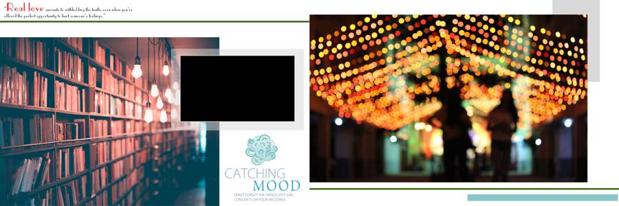 Modern wedding album design PSD 12x36 with cinematic background