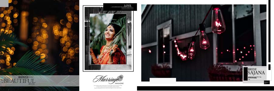 Wedding photo album 12x36 PSD with bokeh light cinematic design