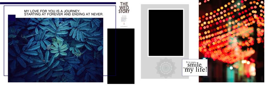 Stylish wedding album 12x36 PSD layout with romantic theme