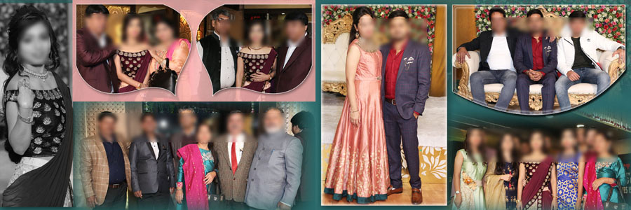 Modern wedding reception album layout PSD with creative photo placement