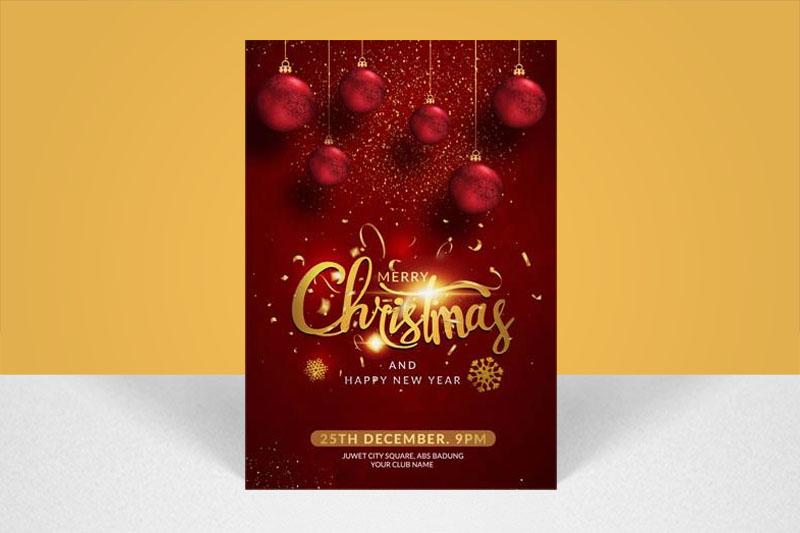 Free Luxury Red Gold Christmas Party Flyer PSD Template Free Luxury Red Gold Christmas Party Flyer PSD Template