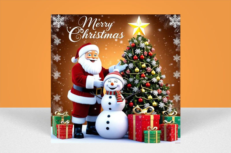 Free Winter Character Christmas Social Media Post PSD