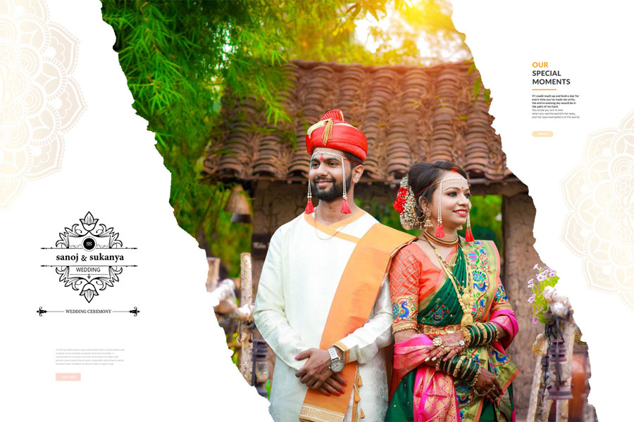 Marathi wedding album cover PSD template 12x18 elegant design