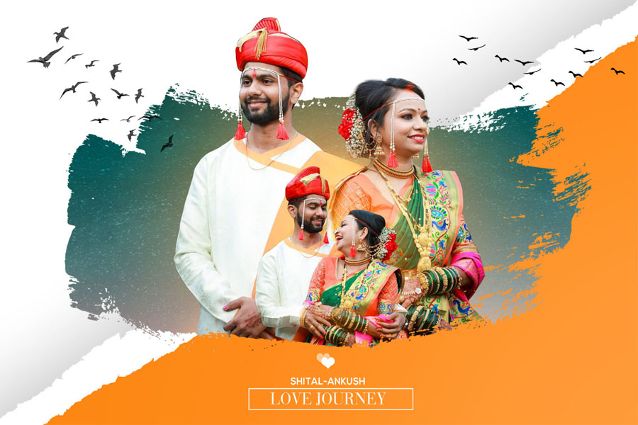 Editable Marathi wedding album cover 12x18 PSD template for print