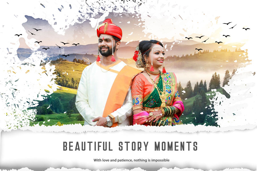 12x18 Marathi wedding album cover PSD template professional design