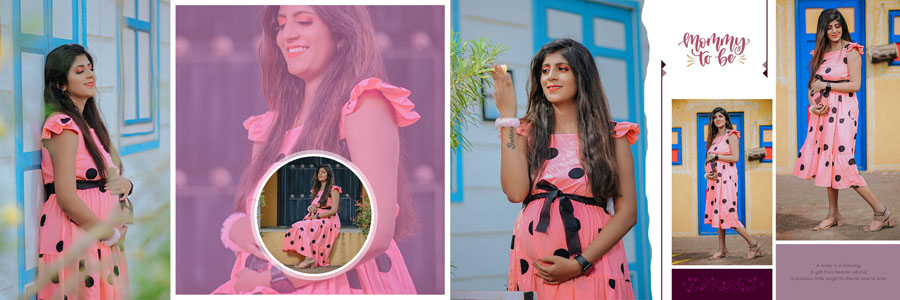 Modern maternity photo album PSD design in wide 12x36 format