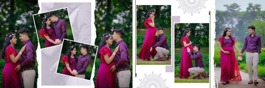 Elegant maternity album PSD design with clean photo arrangement