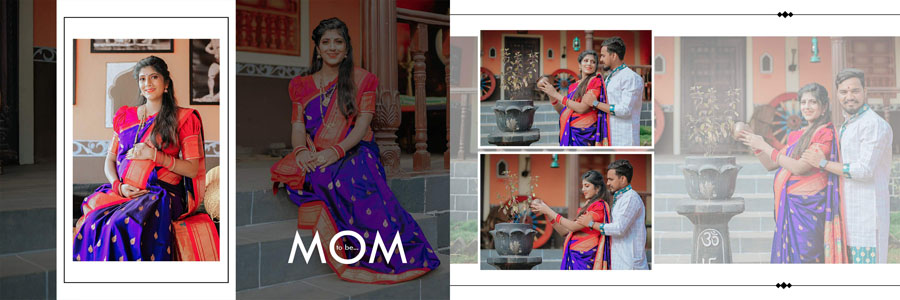 Professional maternity album design PSD template for studio use