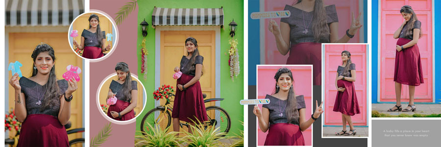 Editable maternity album PSD layout for professional photo albums