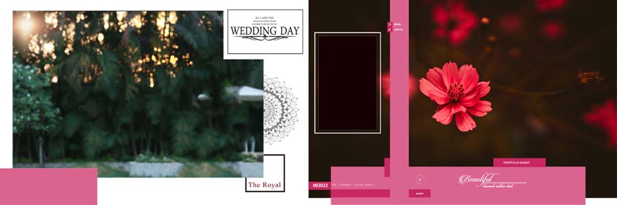 romantic couple pre wedding album layout 12x36 psd