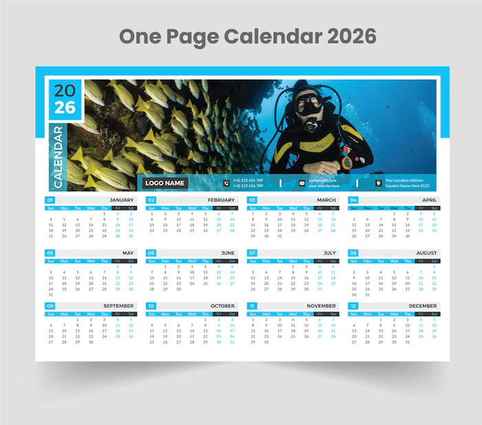 Travel Adventure Wall Calendar 2026 Free PSD Download