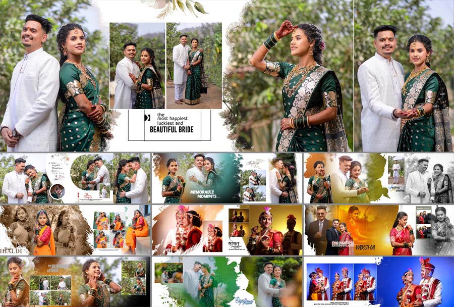 10 Modern Marathi Wedding Album PSD Design 12x36
