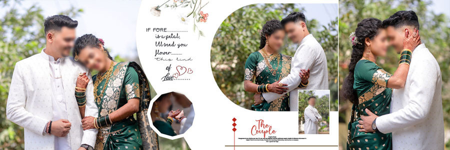 Modern Marathi wedding album design 12x36 PSD template for couples