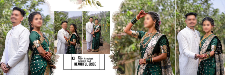 Creative Marathi wedding album PSD 12x36 layout with traditional theme