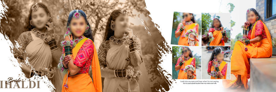 Marathi couple wedding album PSD 12x36 creative photo collage design