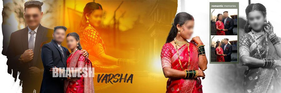 Indian Marathi wedding photo album design PSD 12x36 editable sheet